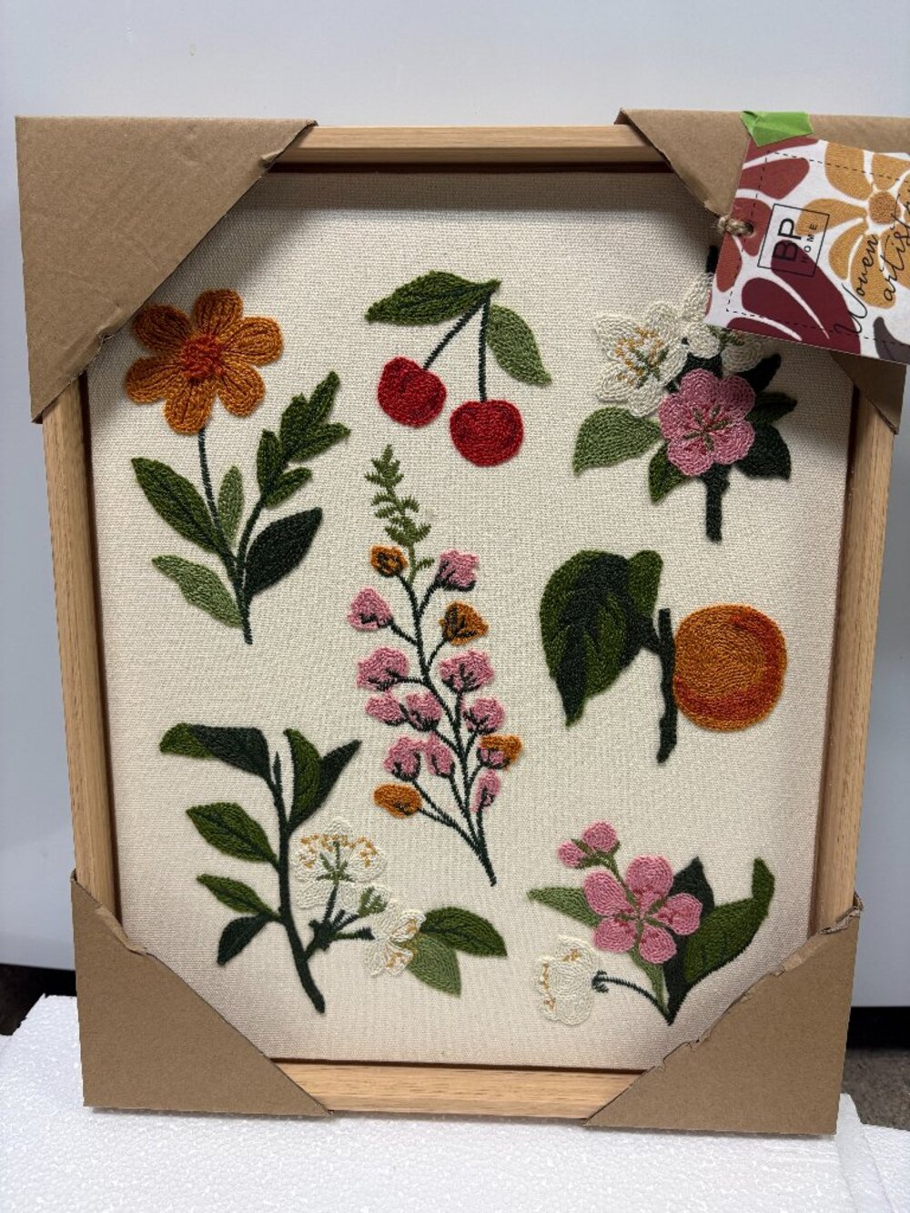 BP Home Woven Embroidered Textile Wall Art Flowers~  NWT  FREE SHIPPING!